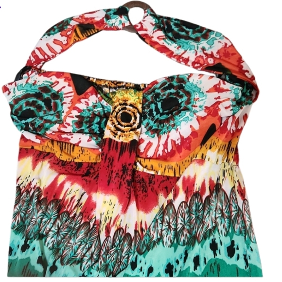 Vintage Jr's xl sundress padded, silk/ polyester - Picture 2 of 5